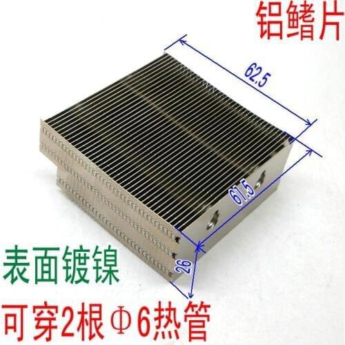 Fast Free Ship Custom 2 hole all aluminum fins Aluminium Heatsink heat pipe fin can cross 6mm heat pipe