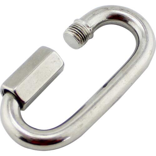 Stainless Steel Chain Quick Link Marine Oval Thread Carabiner Chain Connector Keychain Buckle Locking Carabiner