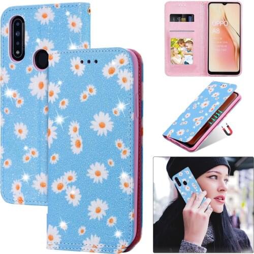 Daisy Flower PU Leather Wallet Flip Case For OPPO A11 A11x A92 A72 A31 A8 A52 A5 A9 2020 Cover Mobile Phone Preservation Bag