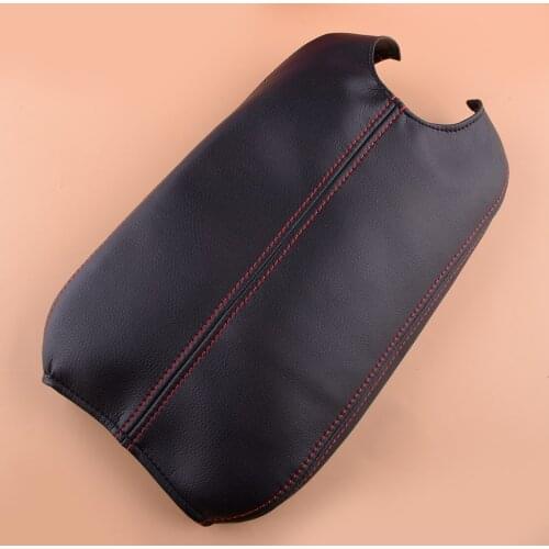 Black Leather Armrest Center Console Lid Cover fit for Honda Accord Coupe Crosstour 2008 2009 2010 2011 2012 Red Sewing