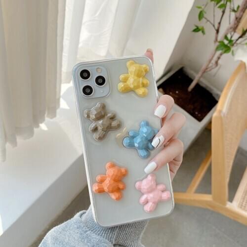 INS Cute Cartoon 3D Candy Bear Epoxy Phone Case For iphone 11 X XS Max XR Pro Max Coque For iPhone 6 6S 7 8 Plus SE 2 Case Shell