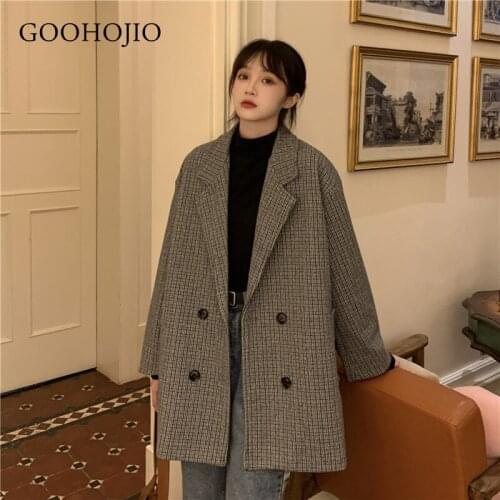 GOOHOJIO 2021 New Spring and Autumn Casual Blazers Women All-match Temperament Blazer for Women Fashionable Women V-neck Blazers