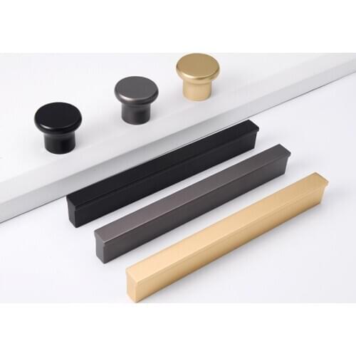 HJY Kitchen Gray/Black/Gold Handles Aluminiual Handle for Cabinet Wardrobe Door Brushed Furniture Hardware Fashion Knob A057/176