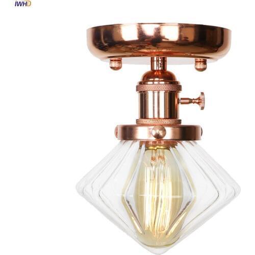 IWHD Diamond Glass LED Ceiling Light Fxitures Porch Living Room Lights Nordic Modern Ceiling Lamp Plafonnier Lamparas De Techo
