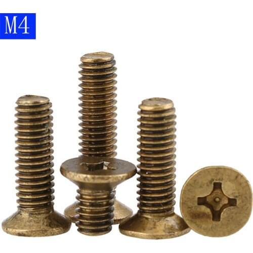 M4 - 0.7 ( 4mm ) Solid Brass Phillips FLAT HEAD Machine Screw DIN 965 Bolts ISO 7046 bolts Type H Recess