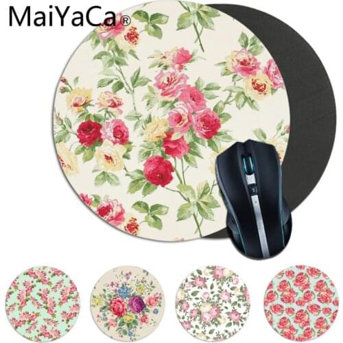 Maiyaca Pink Mint Green Floral Computer Gaming round Mousemats computer desk mat for gaming Gaming Mouse Pad