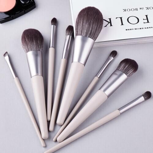 8Pcs Makeup Brushes Set Grey Handle Luxury Professional Soft Hair Foundation Blush Concealer Make Up Brushes Cosmetic Tools Kit