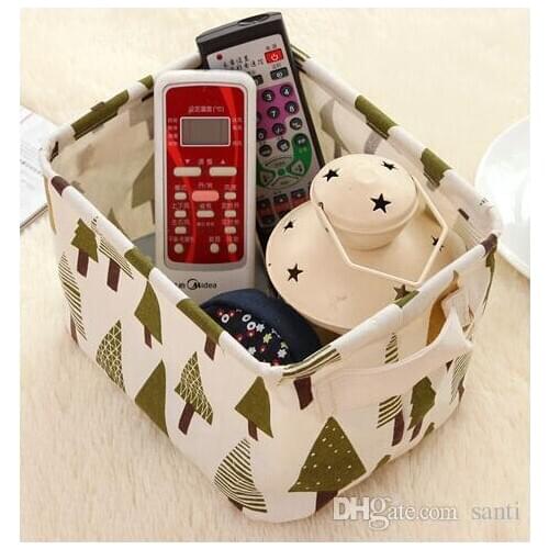 Desk Storage Box Holder Jewelry Cosmetic Stationery Organizer Case Linen