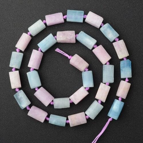 Natural Genuine Raw Mineral Blue Aquamarine Purple Kunzite Nugget Free Form Loose Rough Matte Faceted Beads 6-8mm