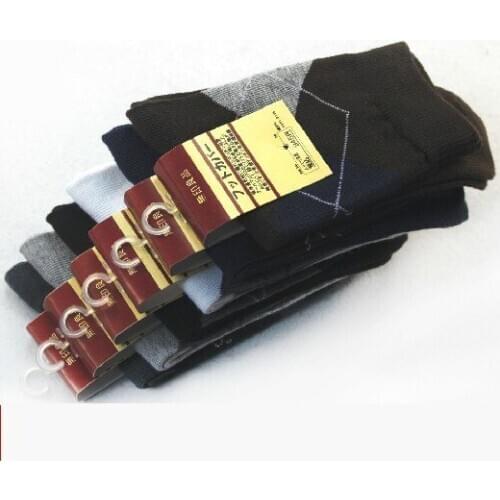 30 PCS Polyester cotton mens casual socks diamond plaid commercial socks mens socks Random delivery