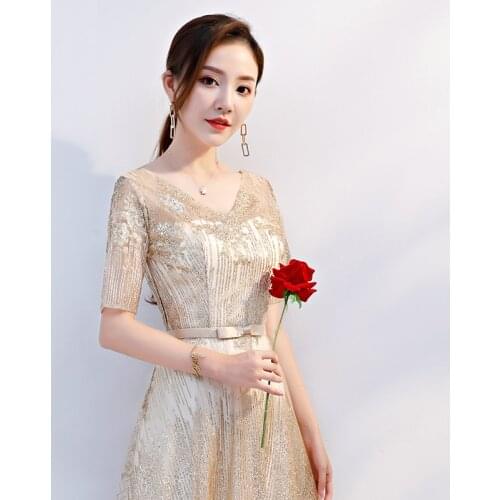 Suosikki 2019 New Bling Sequined Lace Up Evening Dresses Backless Floor Length formal prom Party Gown