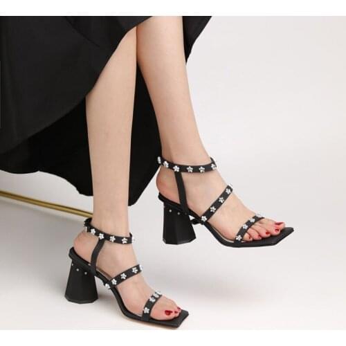 Phoentin Gladiator Rivet Genuine leather High Heel Sandals Women Sexy Narrow Band 2021 Summer Party Shoes plus size 34-42 FT1553
