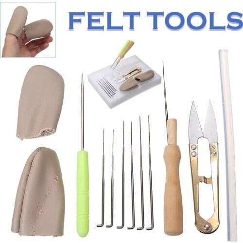 Durable Felting Needles Starter Kit Felting Foam Pad Finger Cots Scissor Wooden Handle DIY Craft Wool Felt Tool Accessories