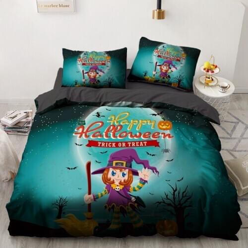 Luxury 3D Halloween Quilt Duvet Cover Set Comforter Bedding Set King King Queen Double Single Cartoon Design Custom Bedclothes
