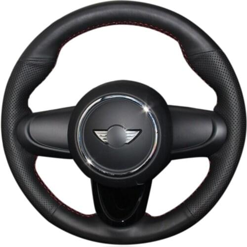 Hand-stitched Black Artificial Leather Car Steering Wheel Cover for Mini Clubman Convertible Countryman 2017 2018 2019 2020