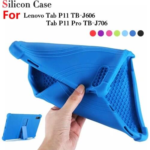 Silicon Case for Lenovo Tab P11 TB-J606F 11"Tablet Stand Cover for Lenovo Tab P11 Pro TB-J706F 11.5 Inch Soft Shell + Stylus Pen