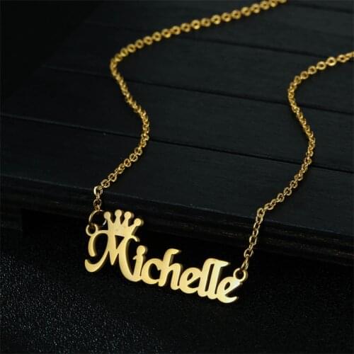 Stylisteel Fashion 18K Gold Plated Custom Name Necklace Jewelry Stainless Steel Exquisite Engraving Nameplate Clavicle Chain