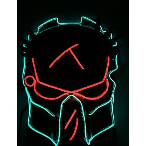 Luminous EL Wire Mask Cosplay Predator Horror Alien Neon Party Decor Glowing LED Mask For Halloween Decoration