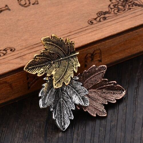 Vintage Pin Maple Leaf Brooch Gold Silver Plated Brooches Pins Exquisite Collar For Women Dance Party Accessories Broche Mujer