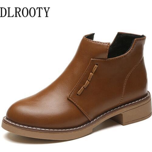 Women Ankle Martin Boots 2019 Spring Female Casual Shoes Woman Flat Fashion Platform Round Toe Zip Solid Comfortable