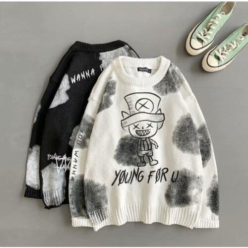 Anime Graffiti Streetwear Sweater Women Autumn Winter Pullover Long Sleeve Sweate Loose All-Match Ladies Oversized Top TT0055