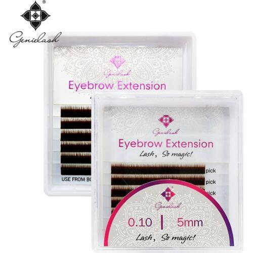Genie 1pcs/lot Eyebrow Extension 0.10 Thickness I Curl 5mm 6mm 7mm Salon Use Eyelash extension Black/Brown/Dark Brown