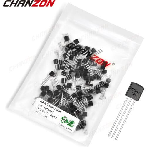 100Pcs MPSA13 TO-92 NPN Transistor Bipolar Junction BJT Triode Tube Fets 0.5A 30V MPSA 13 Integrated Circuits