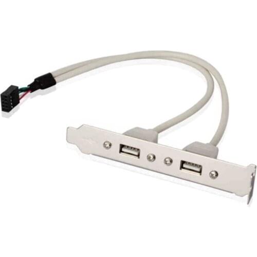 2 Port USB Rear Panel Expansion Bracket 4 Port USB 2.0 to 9 Pin MainBoard for PC