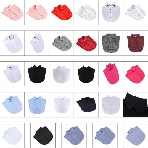 29 Styles Womens Detachable Fake False Collar Solid Color Retro Plaid Check Chiffon Half Shirt Blouse Adjust Clothes Accessories