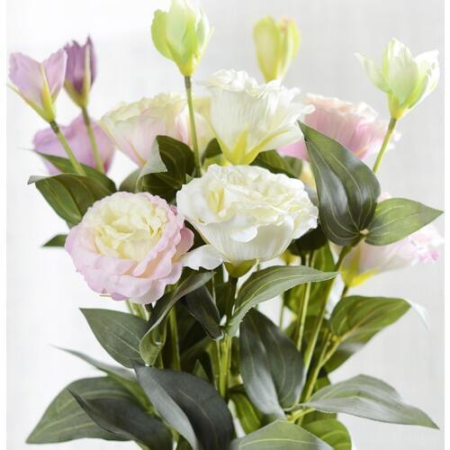 3pcs Artificial Flower 3 Heads Silk Eustoma Flower Home Wedding Party Christmas Decorative New Year Decoration Flores