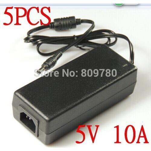 High quality 5PCS DC 5V 10A LED Power Supply For WS2812B WS2811 LPD8806 WS2801 LED Strip Light +DHL Free Shipping
