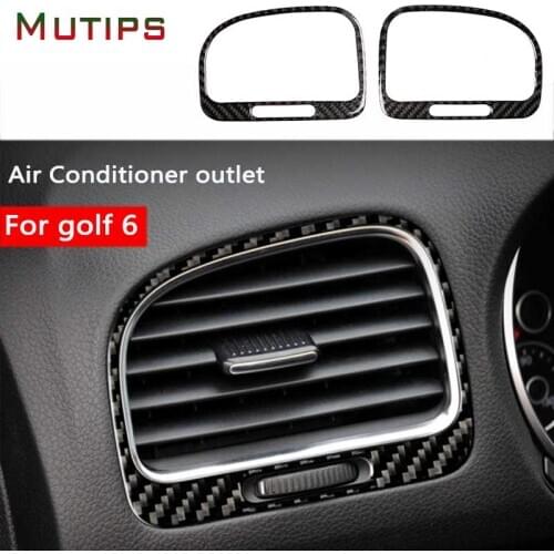 Mutips 2pcs Car Air Conditioning Outlet Panel Interior Trim Carbon Fiber Sticker for VW volkswagen golf 6 gti R MK6 2008-2012
