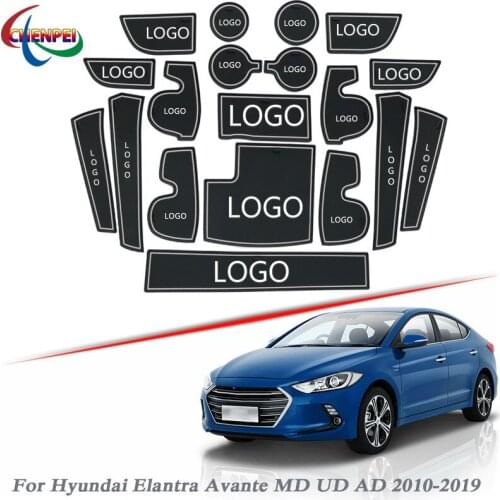 Brand LOGO Car Styling For Hyundai Elantra Avante MD UD AD 2010-2019 Gate slot pad Interior Door Groove Mat Non-slip dust Mat