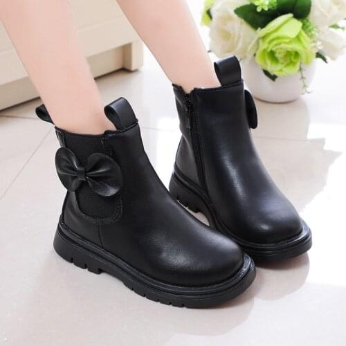 Girls Ankle Boots Autumn Winter Warm Soft Cotton Kids Rubber Boots Classic with Bow-knot Sweet Princess Children Boots 26-36 New