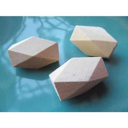 150pcs 15mmx22mm Unfinished Faceted Natural Wood Spacer Beads,14 Hedron Geometricf Figure Wooden Beads Charm Finding,DIY