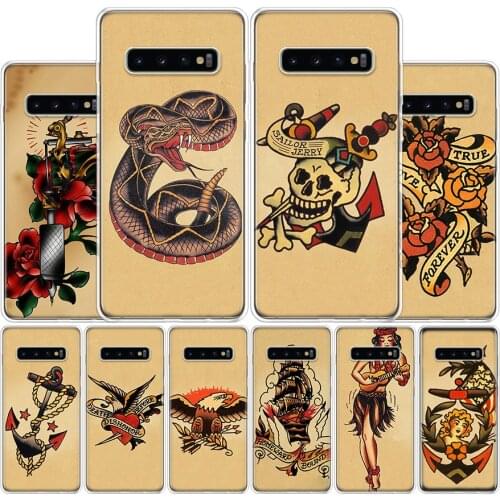 Sailor Jerry Tattoo Phone Case For Samsung Galaxy S10 S20 FE S21 Ultra Note 10 9 8 S9 S8 S7 Edge J4 J6 J8 Plus Lite + Cover Coqu
