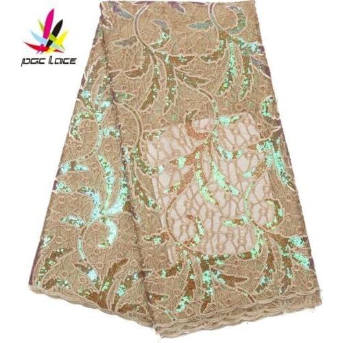Net Lace Fabric with Silver Lurex Indian Embroidery Fabric Gold French Lace Nigerian Materials Mesh with Glitter sequins XZ2809B