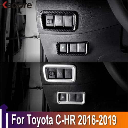 For Toyota C-HR CHR 2016-2019 Carbon Fiber Headlight Switch Controller Button Decorative Cover Interior Accessories Molding Trim