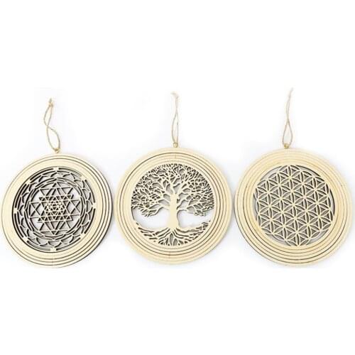 Tree of Life Hanging Decoration Wooden Whirligig Wind Spinner Mysterious Home Decor Yard Hanging Decorative Ornament Pendant