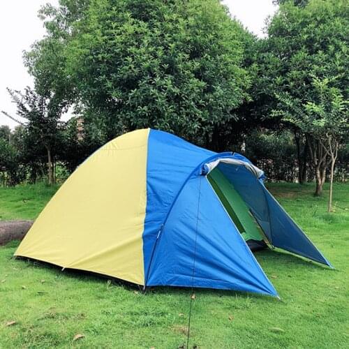 3-4 Person Double Layer Camping Tent Waterproof Large Tourist Emergency Tent Outdoor Camping Hiking Fishing Picnic 320x210x145cm