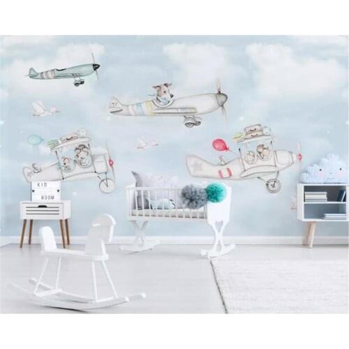 Beibehang Custom photo wallpaper mural Hand Painted cartoon animal airplane puppy children room background wall 3d wallpaper