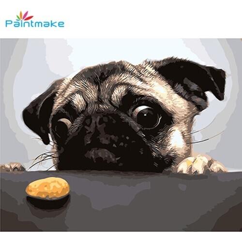 Paintmake Pet dog DIY Paint By Numbers For Kids Adult Digital Oil Painting On Canvas Home Wall Art Decorative paintings