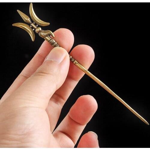 Retro Brass Cigar Needle Smoker Carving Portable Dredge Drilled Loose Cigarette Cigar Needle Tool Smoking Accessories