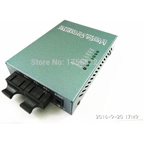 10/100M media converter Switch,4 RJ45+2Fiber 4 RJ45+2(1*9) port,with single mode dual fiber 20km