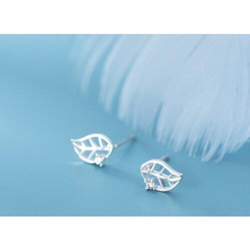 MODIAN Pure 925 Sterling Silver Radiant Zircon Leaves Stud Earring for Women Fashion Minimalist Plant Ear Pin Fine Jewelry Gift