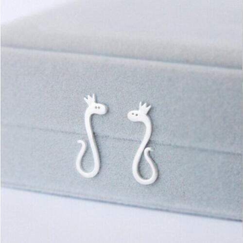 Fashion Simple 925 Sterling Silver Jewelry Animal Snake Stud Earrings For Women Girl Gift Earings -silver-jewelry Brincos SE135