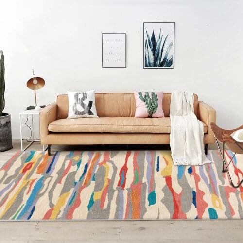 Fashionable Modern Nordic Color Contrast Abstract Watercolor Kitchen Living Room Bedroom Bedside Carpet MatCustom Size