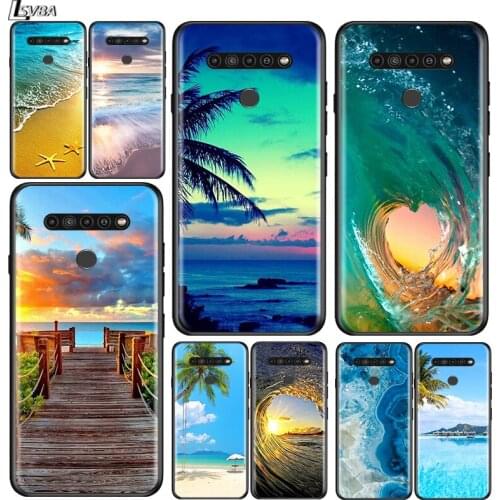 The Sea Waves Beach for LG G8 G8S G8X V30 V35 V40 V50 V60 ThinQ Q60 K40 K50 K51 K61 K71 K92 K62 K42 Black Phone Case