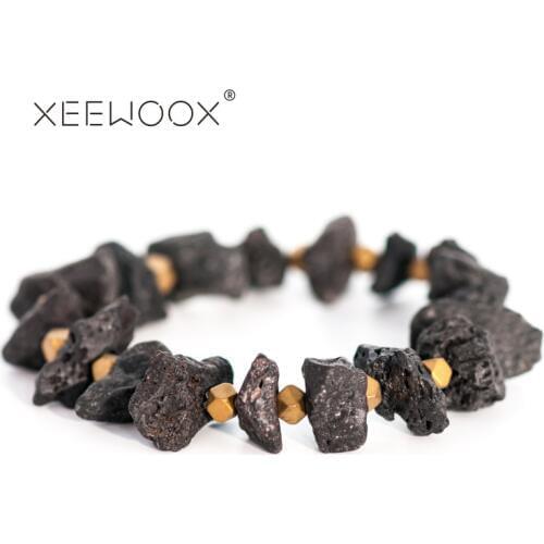 XEEWOOXMen Bracelet Natural Martian meteorite Bead Tibetan Buddha Bracelet chakra Lava Stone Diffuser Bracelets Men Jewelry gift