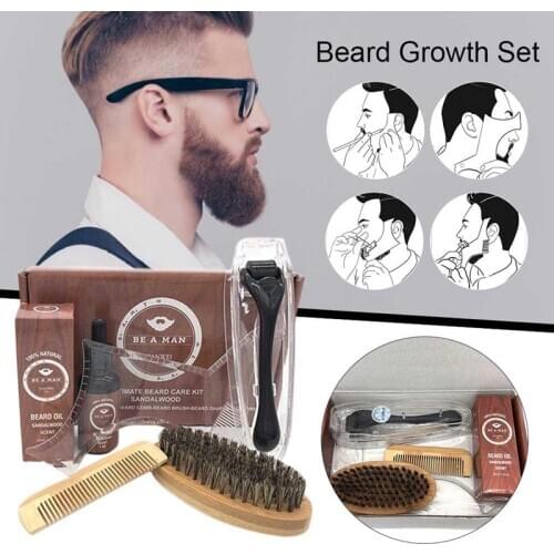 Beard Grooming Trimming Kit Beard Growth Roller Care Tools Men Styling Beard Conditioner Oil Beard Roller